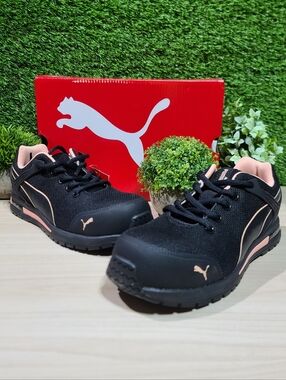 PUMA Safety Levity Knit Low ASTM EH work shoes - Black/Peach US 7 New